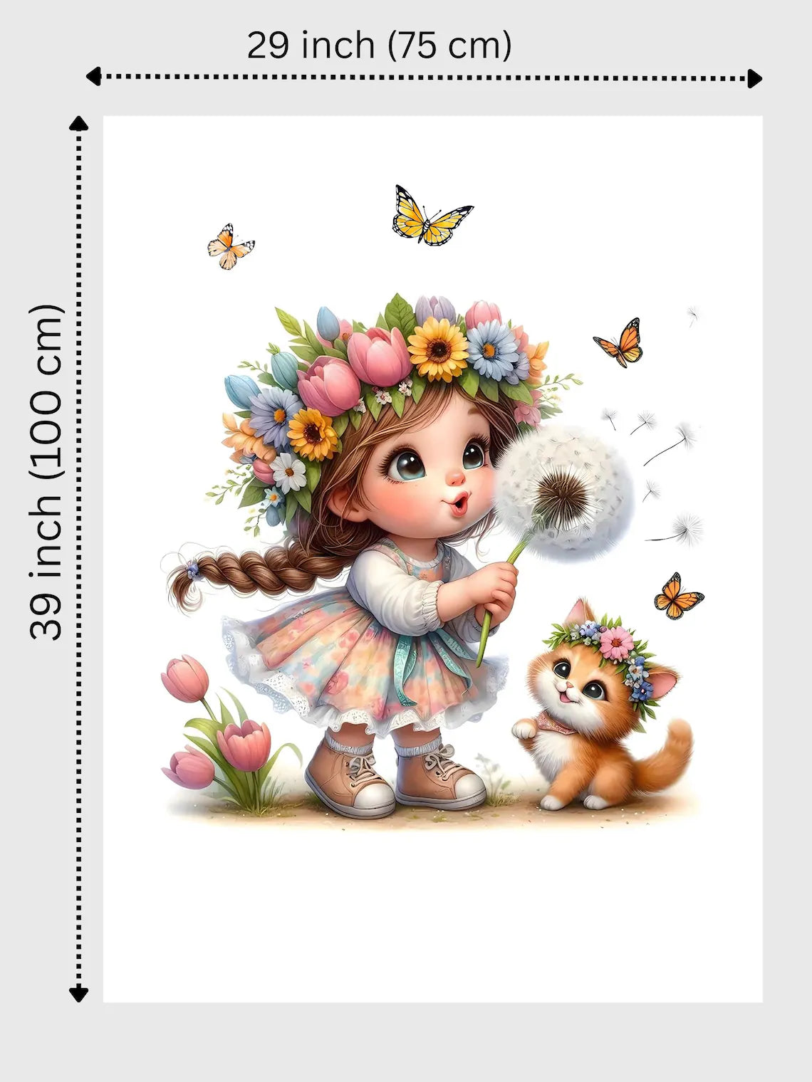 Maison De Flufari TM - Little Girl and Kitten Fabric Panel