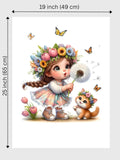 Maison De Flufari TM - Little Girl and Kitten Fabric Panel
