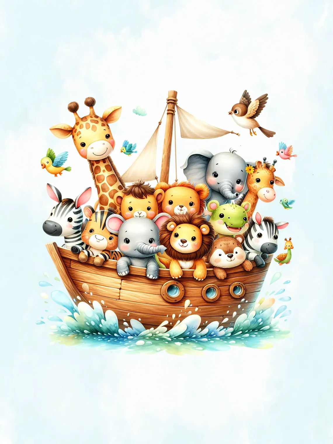 Maison De Flufari TM - Noah Ark Animal Fabric Panel for Quilting