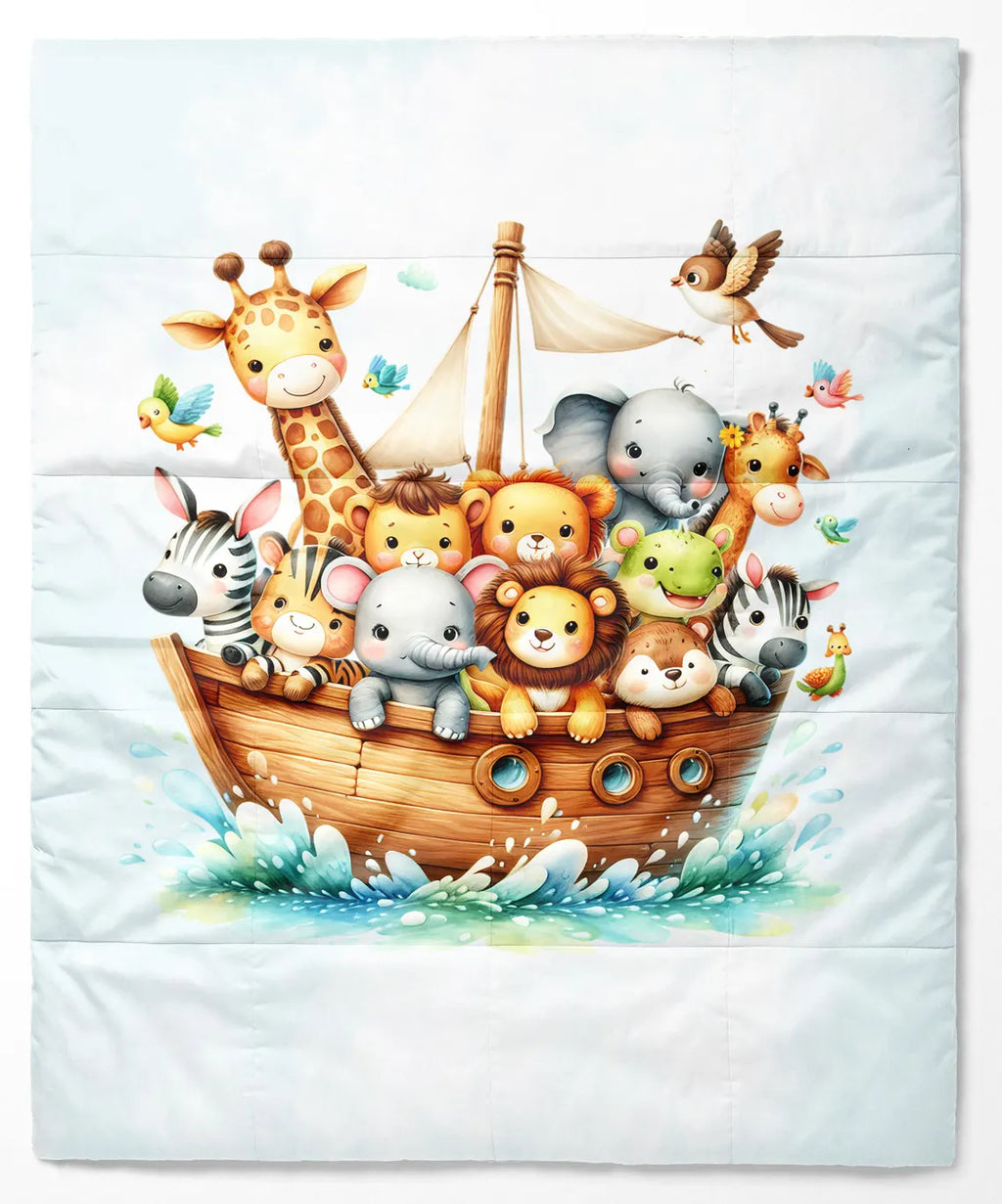 Maison De Flufari TM - Noah Ark Animal Fabric Panel for Quilting