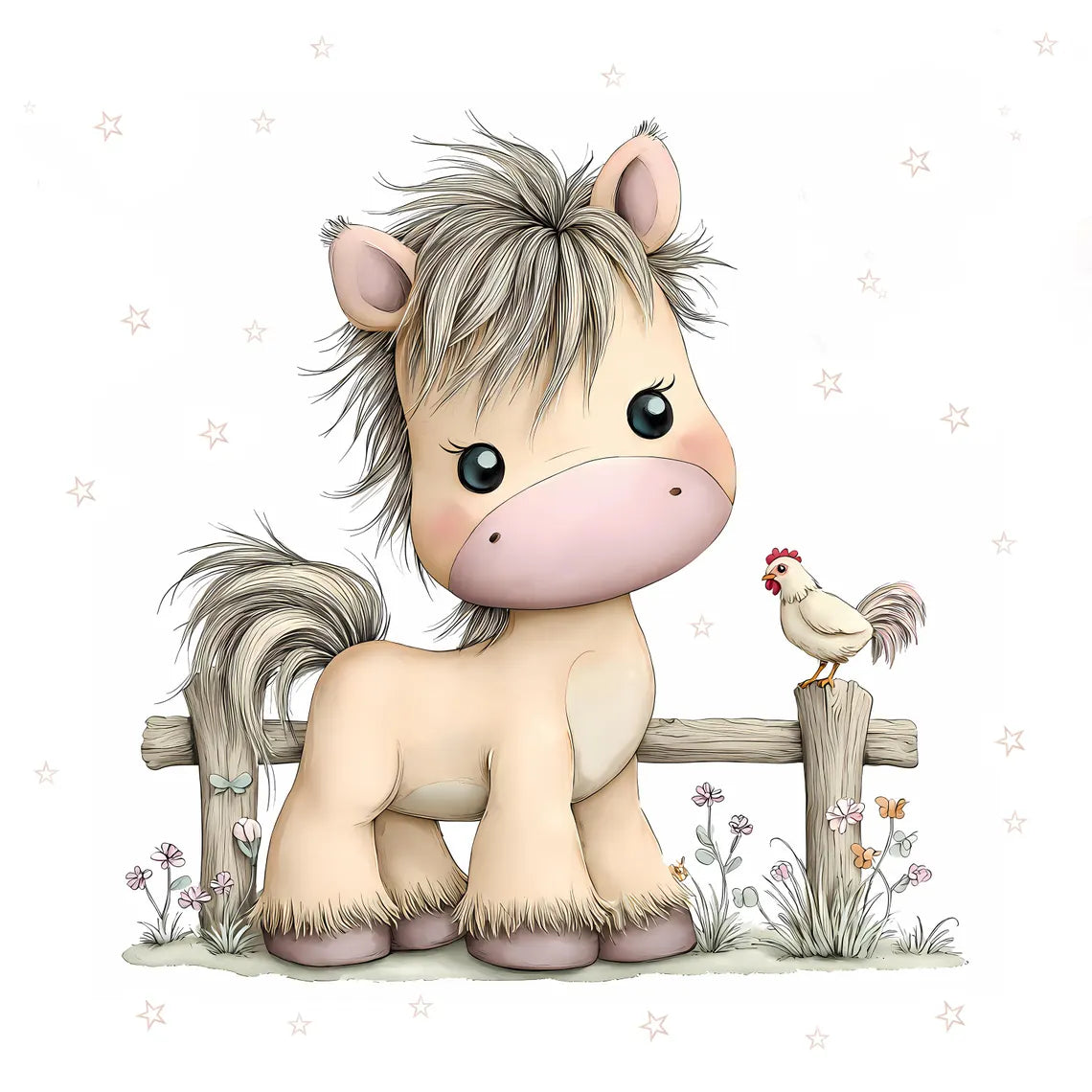 Maison De Flufari TM - Baby Horse Pony Cotton Fabric Panel
