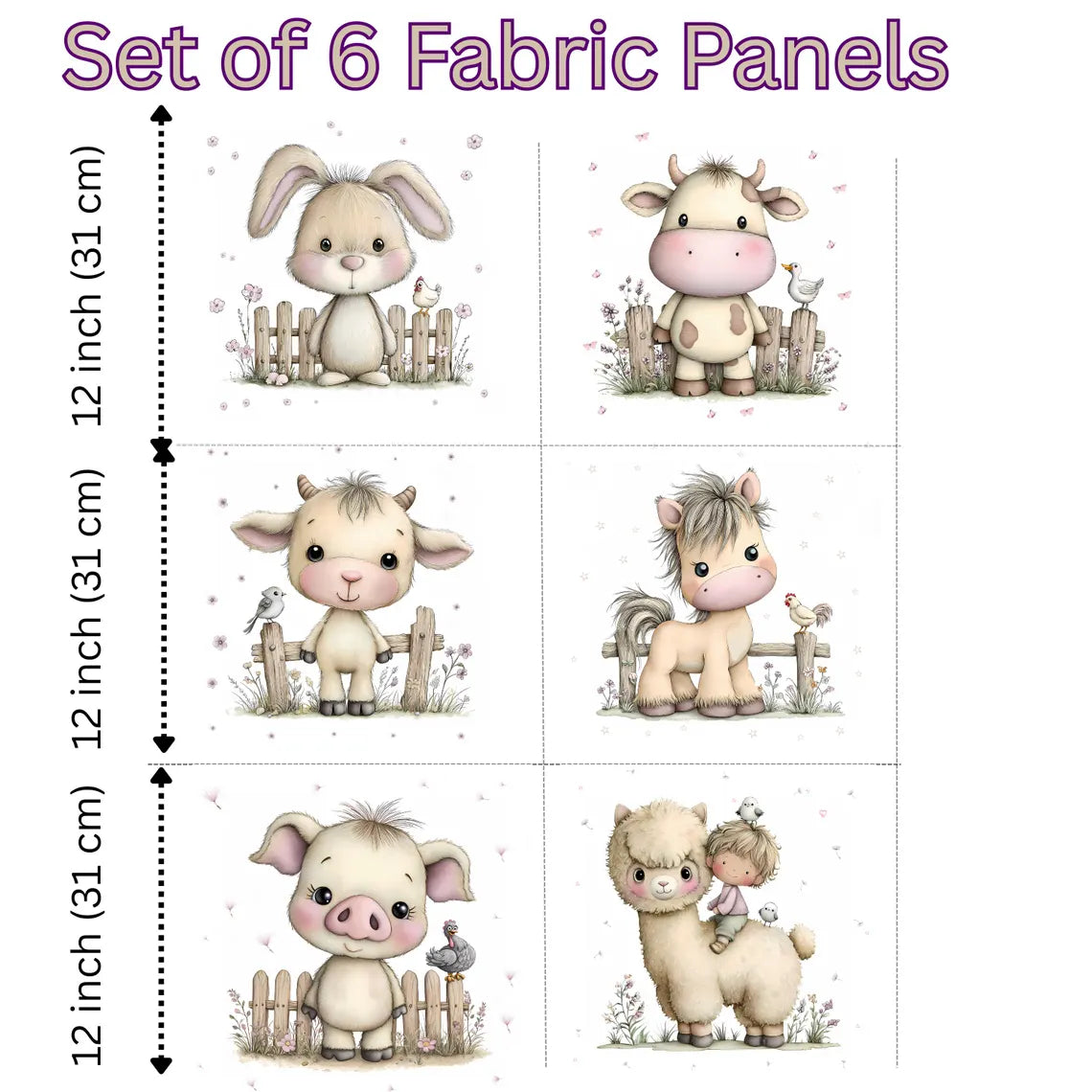 Maison De Flufari TM - Baby Horse Pony Cotton Fabric Panel