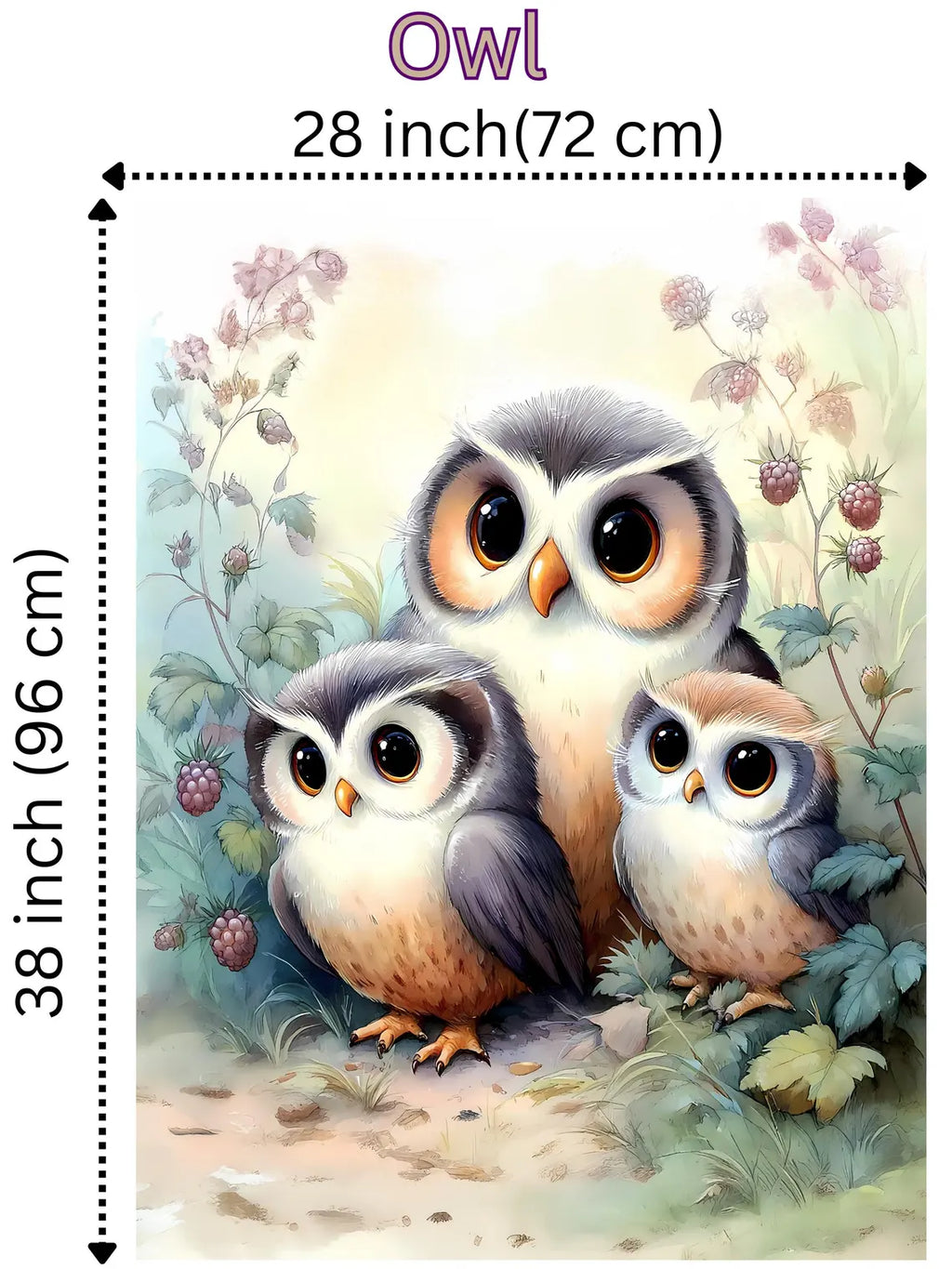 Maison De Flufari TM - Owl Family Cotton Fabric Panel Quilting