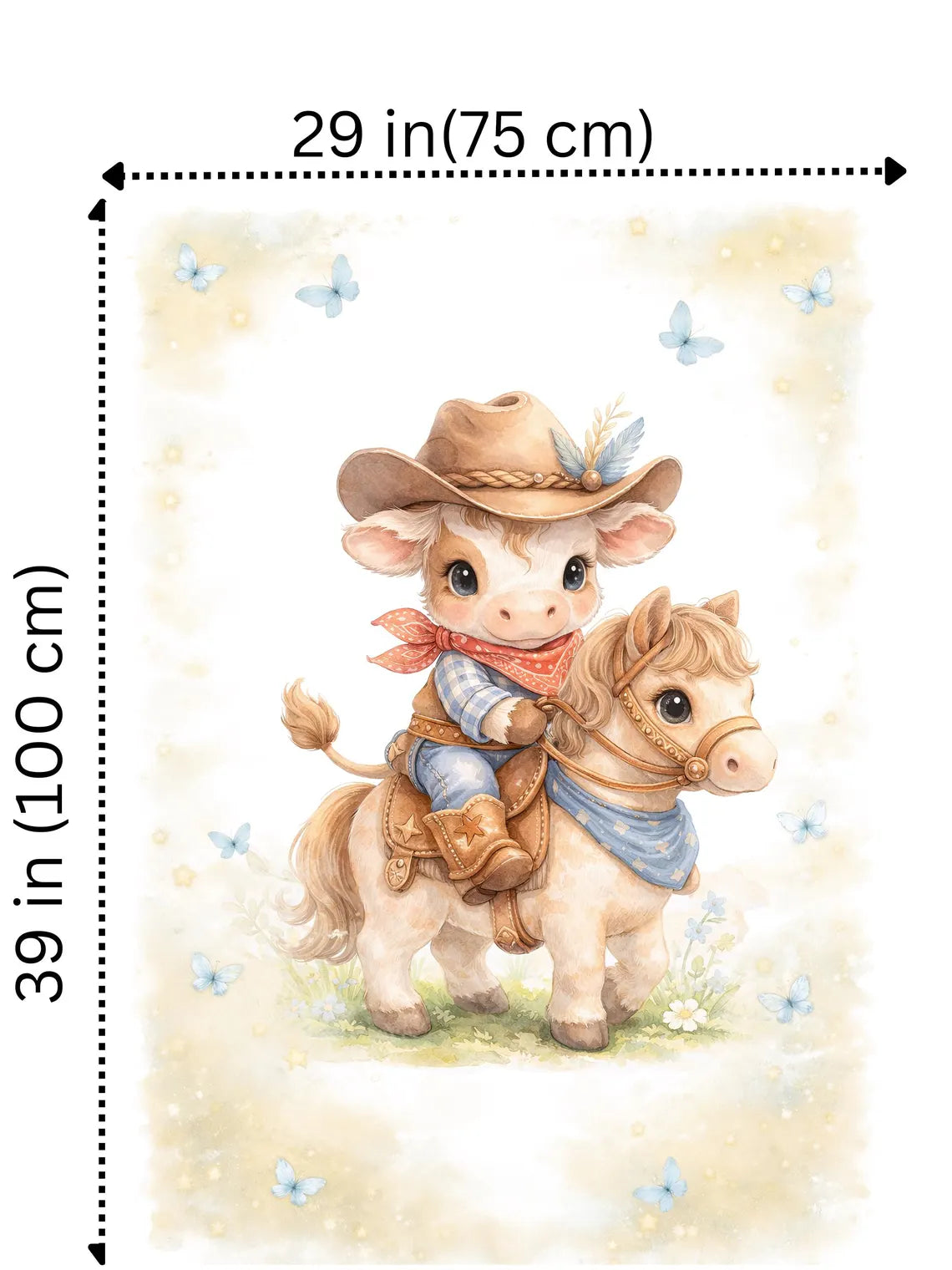 Maison De Flufari TM - Little Cowboy Cotton Fabric Panel for Quilting