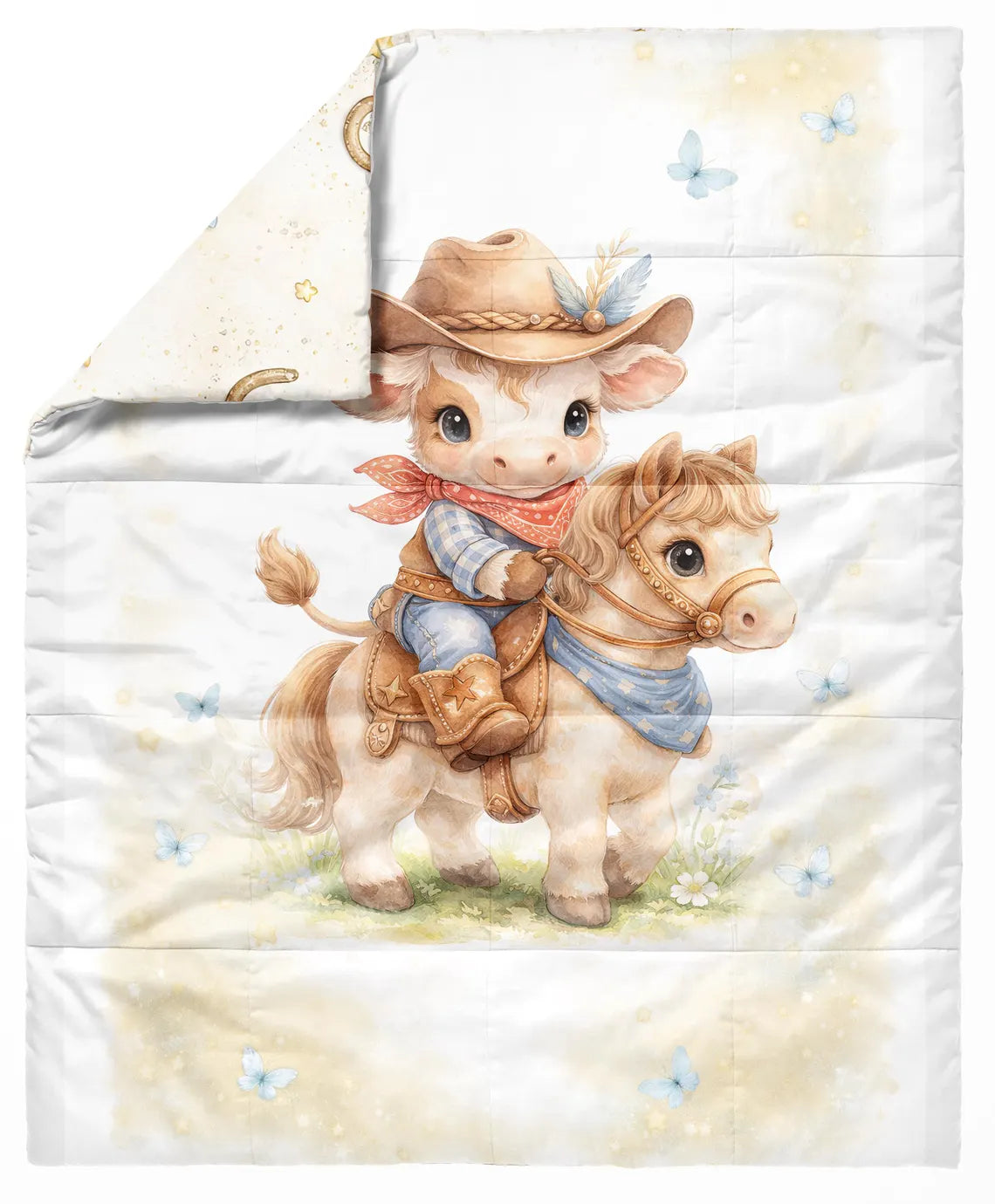 Maison De Flufari TM - Little Cowboy Cotton Fabric Panel for Quilting