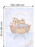 Maison De Flufari TM  - Pastel Blue Noah’s Ark Fabric Panel Set Baby Quilt