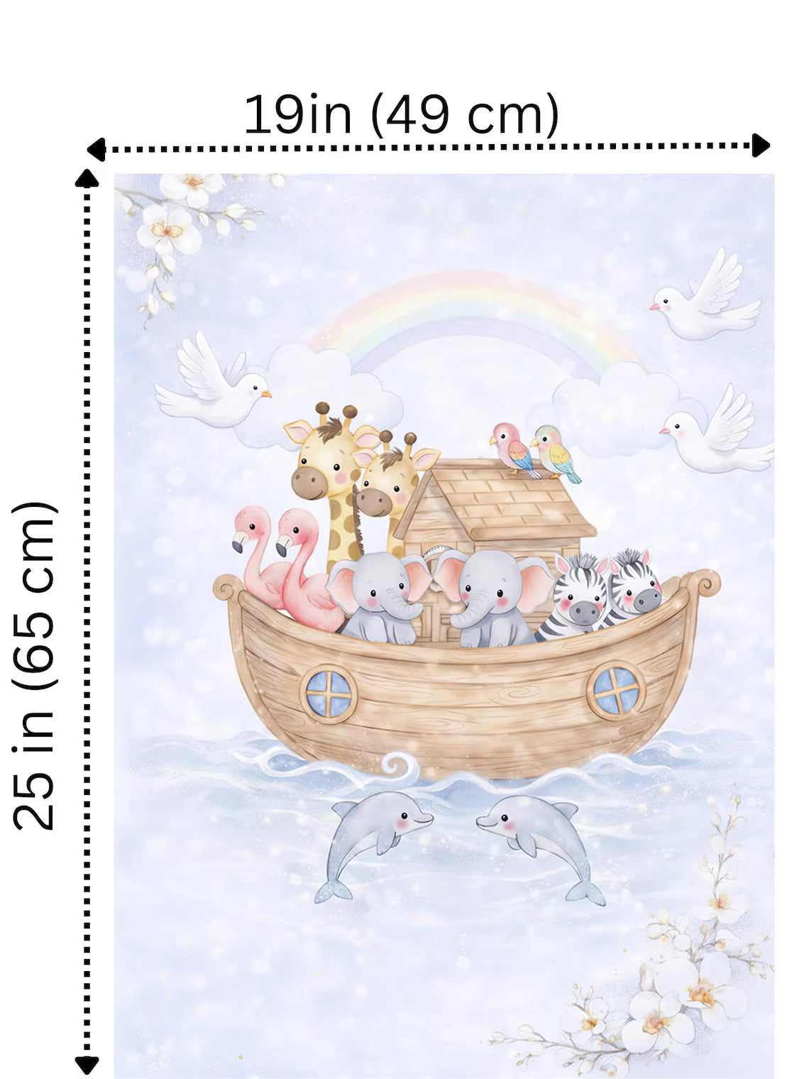 Maison De Flufari TM  - Pastel Blue Noah’s Ark Fabric Panel Set Baby Quilt
