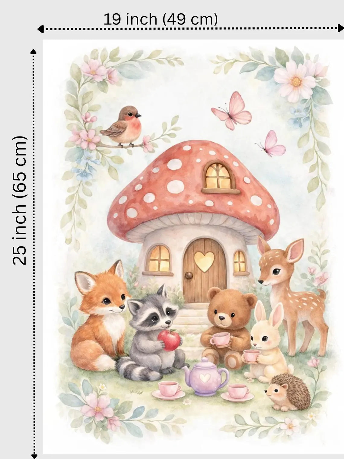 Maison De Flufari TM - Woodland Tea Party Animal Fabric Panel for Quilting