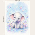 Maison De Flufari TM - Baby Girl Blue Elephant Fabric Panels • 100% Cotton Quilt Panel