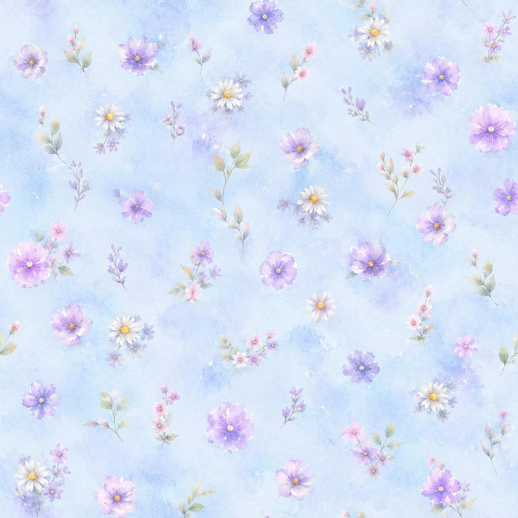 Maison De Flufari TM - Baby Girl Blue Elephant Fabric Panels • 100% Cotton Quilt Panel