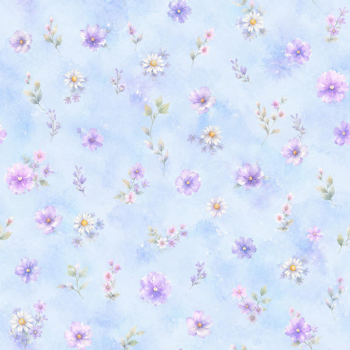 Maison De Flufari TM - Baby Girl Blue Elephant Fabric Panels • 100% Cotton Quilt Panel