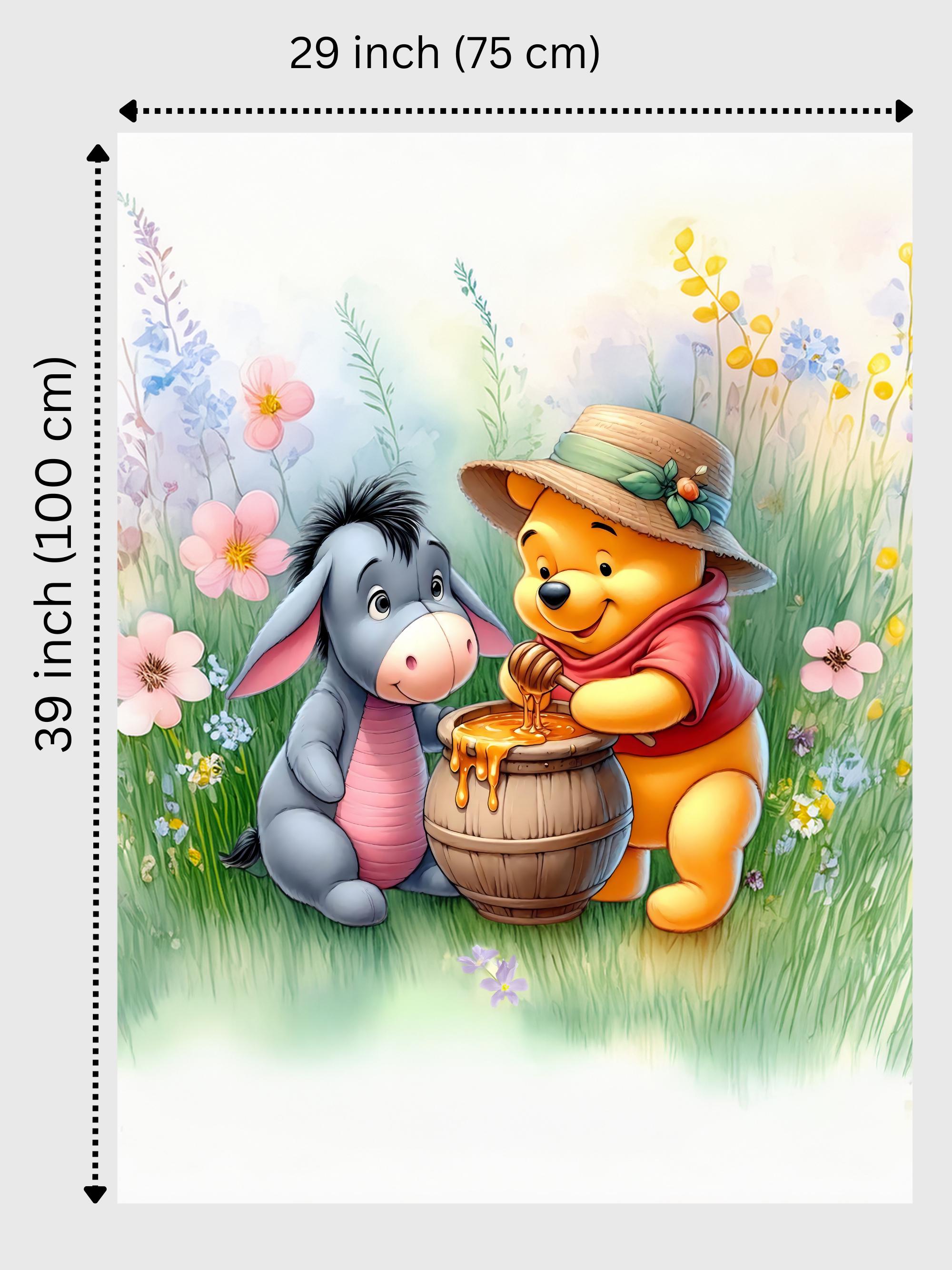 Maison De Flufari TM -Winnie the Pooh & Friends Fabric Panel • 100% Cotton Sateen • Quilting, Sewing & Nursery Decor