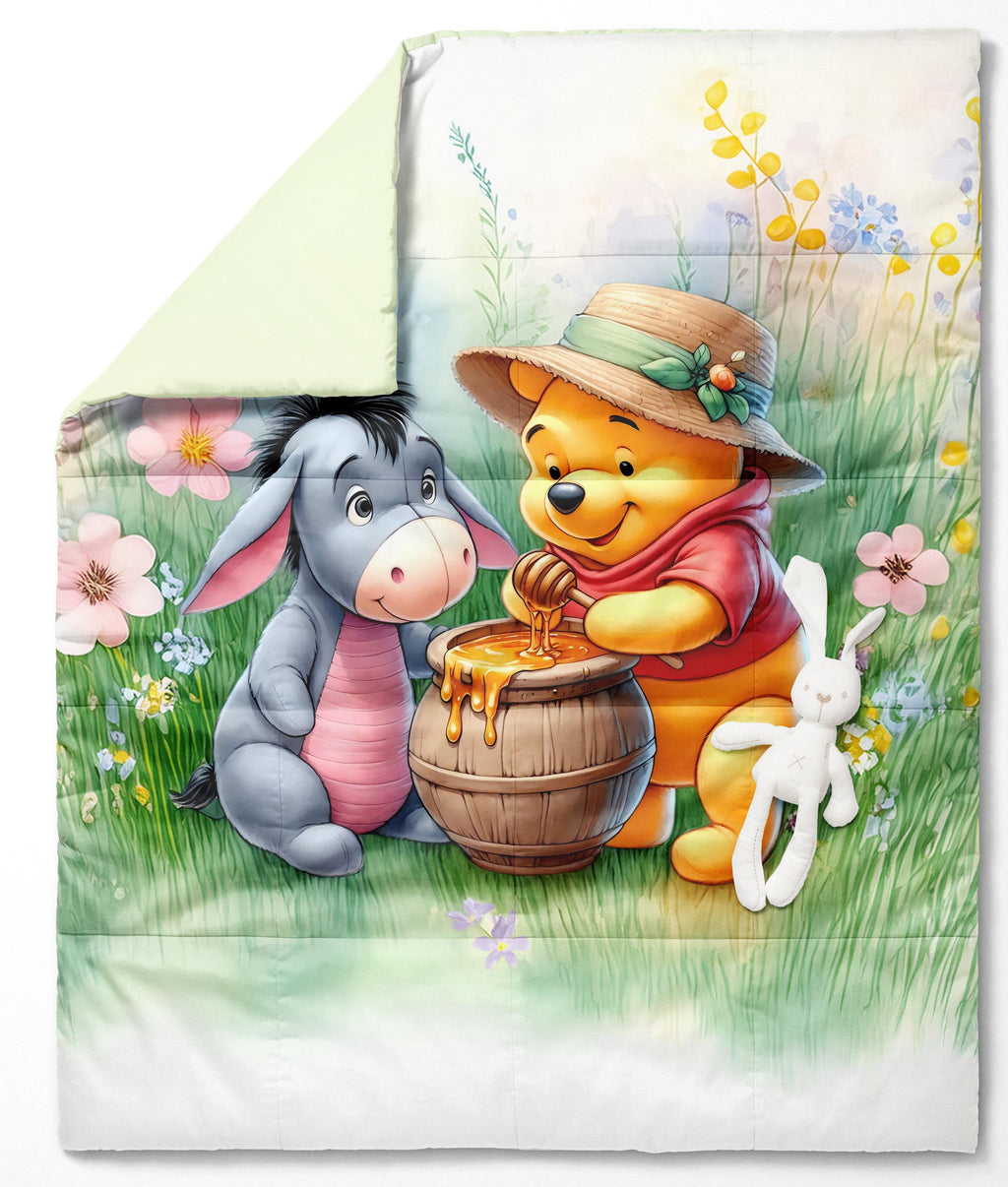 Maison De Flufari TM -Winnie the Pooh & Friends Fabric Panel • 100% Cotton Sateen • Quilting, Sewing & Nursery Decor