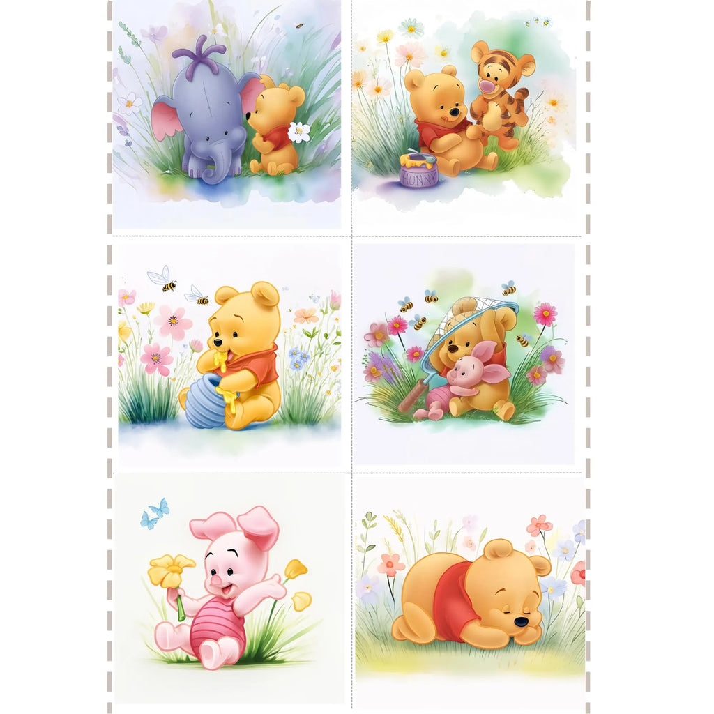 Maison De Flufari TM - Bear and Friends Fabric Panel Set • 6 Unique Designs • 12x12” (31x31 cm) • 100% Cotton Sateen • Quilting, Sewing DIY Projects