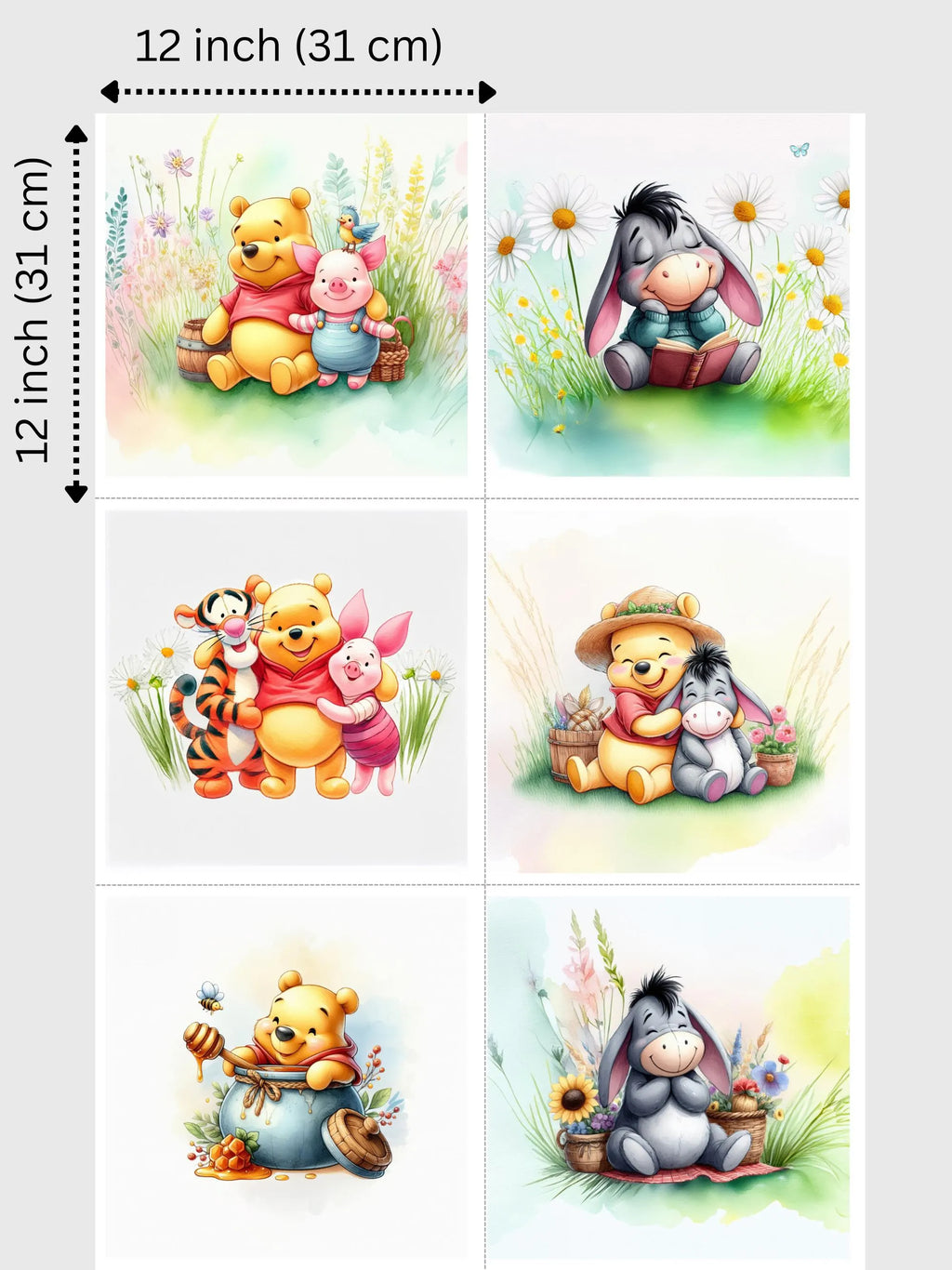 Maison De Flufari TM - Bear • Friends Fabric Panel Set • 6 Unique Designs • Quilting, Sewing DIY Projects