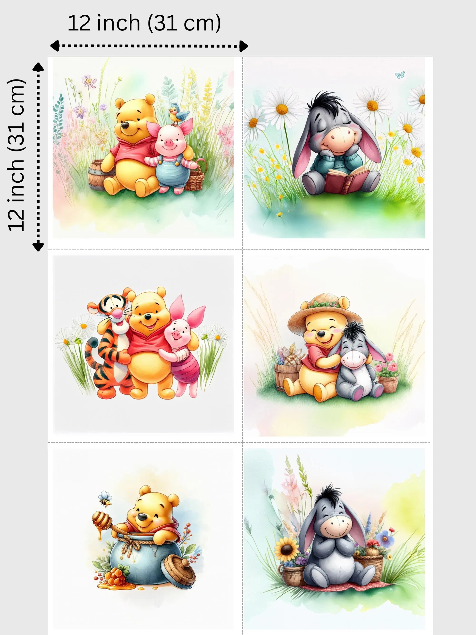 Maison De Flufari TM - Bear • Friends Fabric Panel Set • 6 Unique Designs • Quilting, Sewing DIY Projects