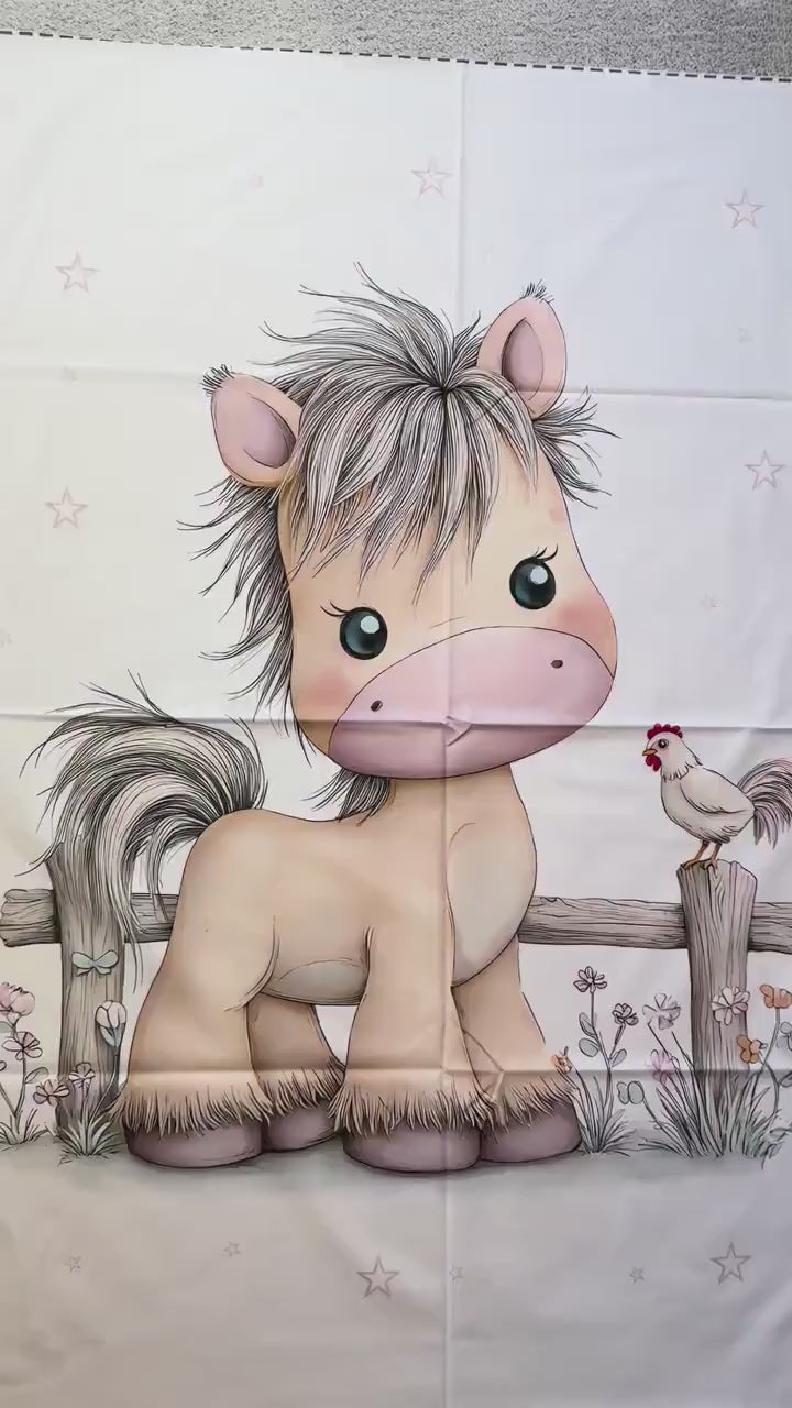 Maison De Flufari TM - Baby Horse Pony Cotton Fabric Panel