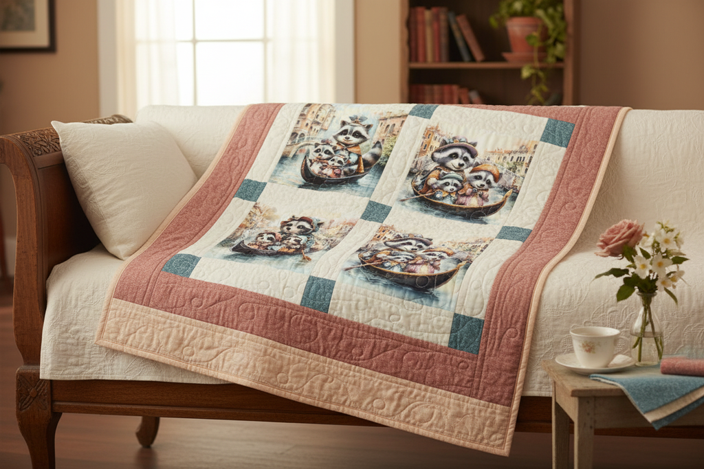 Venice Raccoon Panels Quilt Inspiration