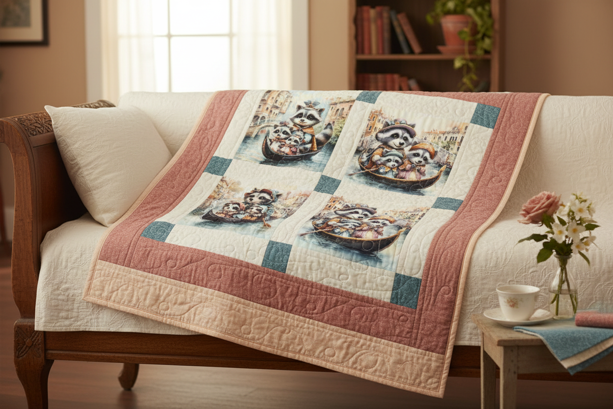 Venice Raccoon Panels Quilt Inspiration